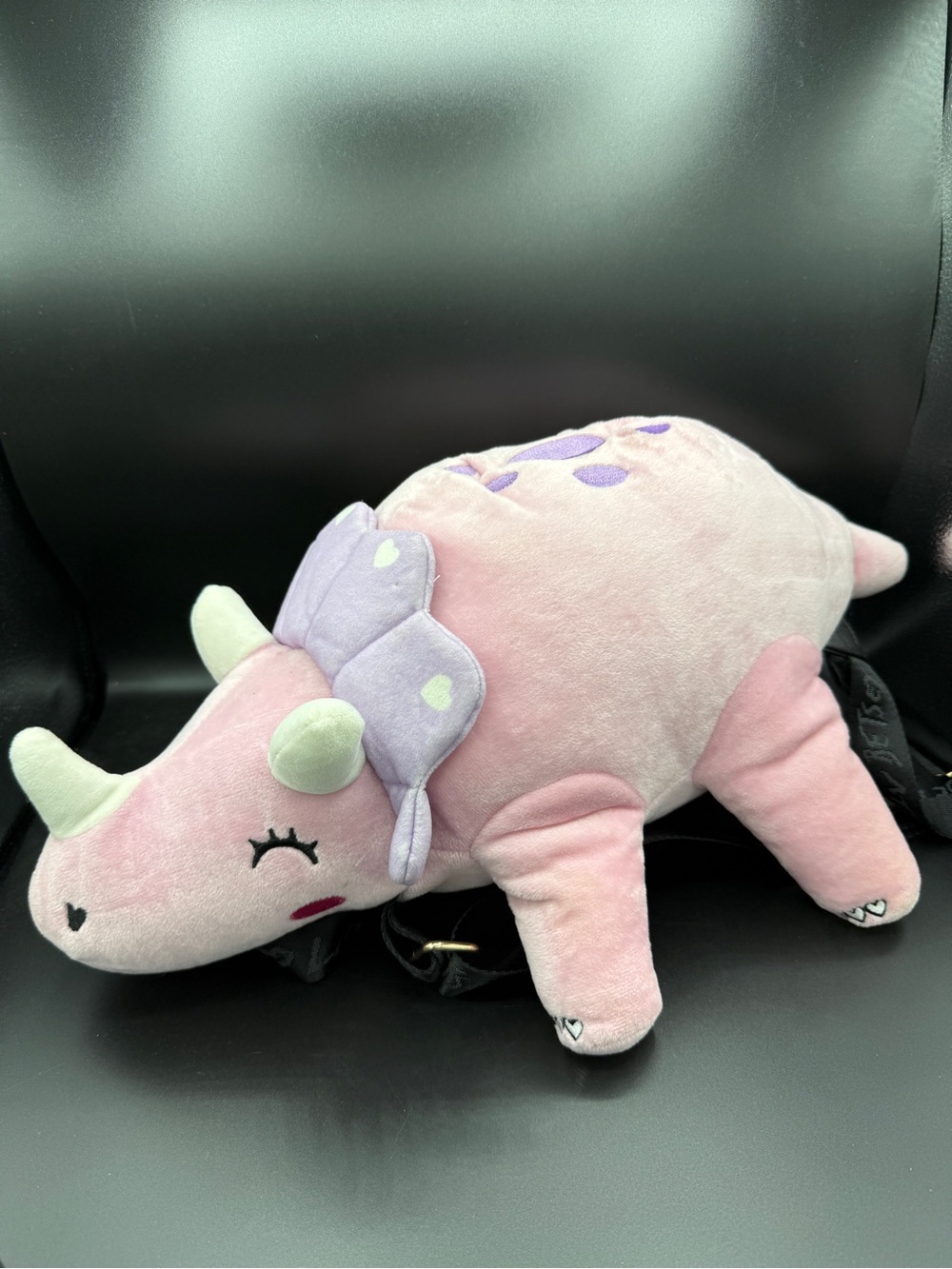 Betsey Johnson Plush Pink Triceratops Backpack Purse LUV Betsey